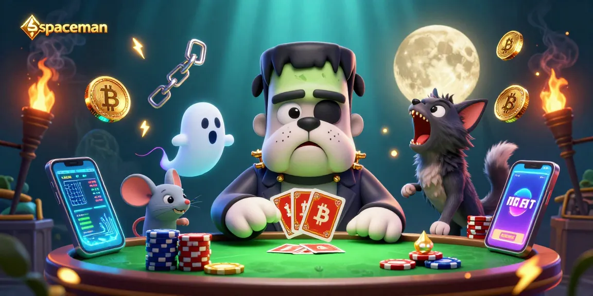 Experience the thrill of spaceman slots at a vibrant casino scene featuring dynamic characters and crypto elements.