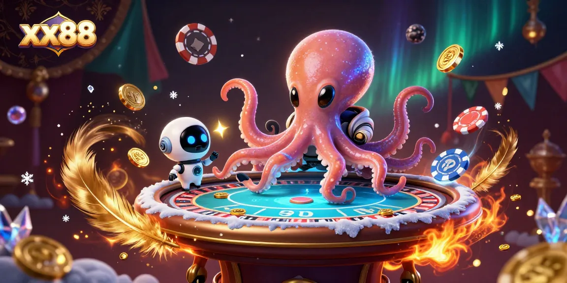 Engage in exciting poker action at xx88 with an alien octopus and a robot companion.