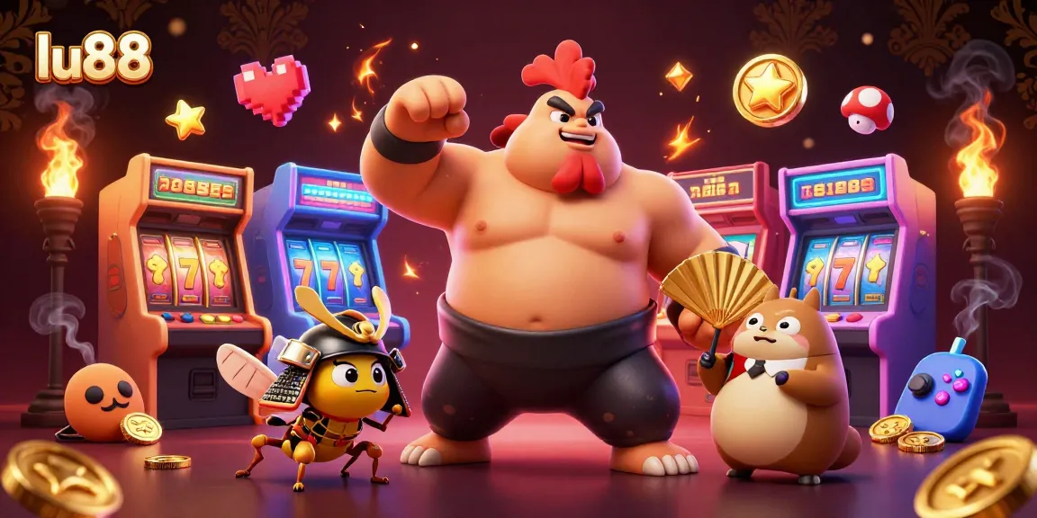 Experience exciting gameplay at lu88 with a vibrant casino illustration featuring dynamic characters and gaming elements.