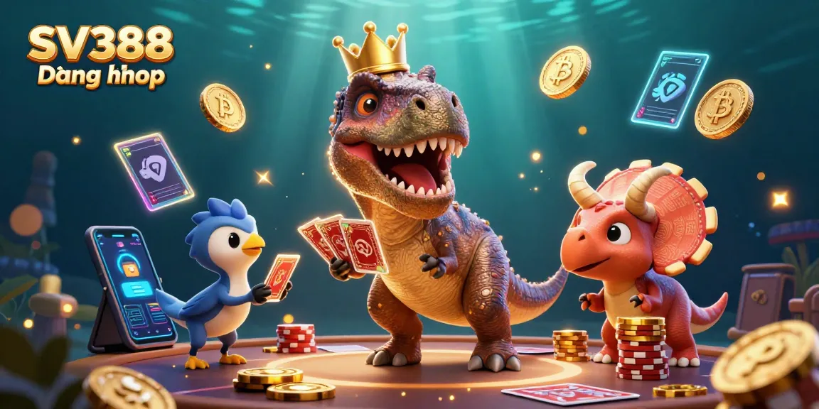 Engage with SV388 Đăng nhập as a T-Rex shuffles cards, enhancing your cockfighting betting strategy.