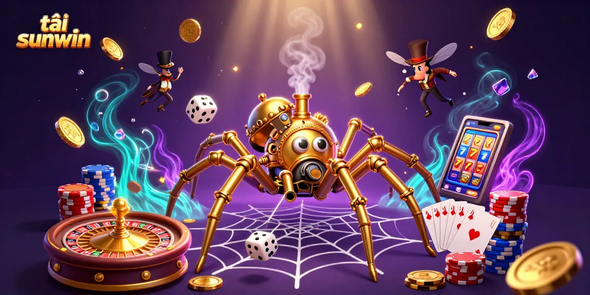 Play and win with tải sunwin in this vibrant casino-themed illustration featuring gaming elements.